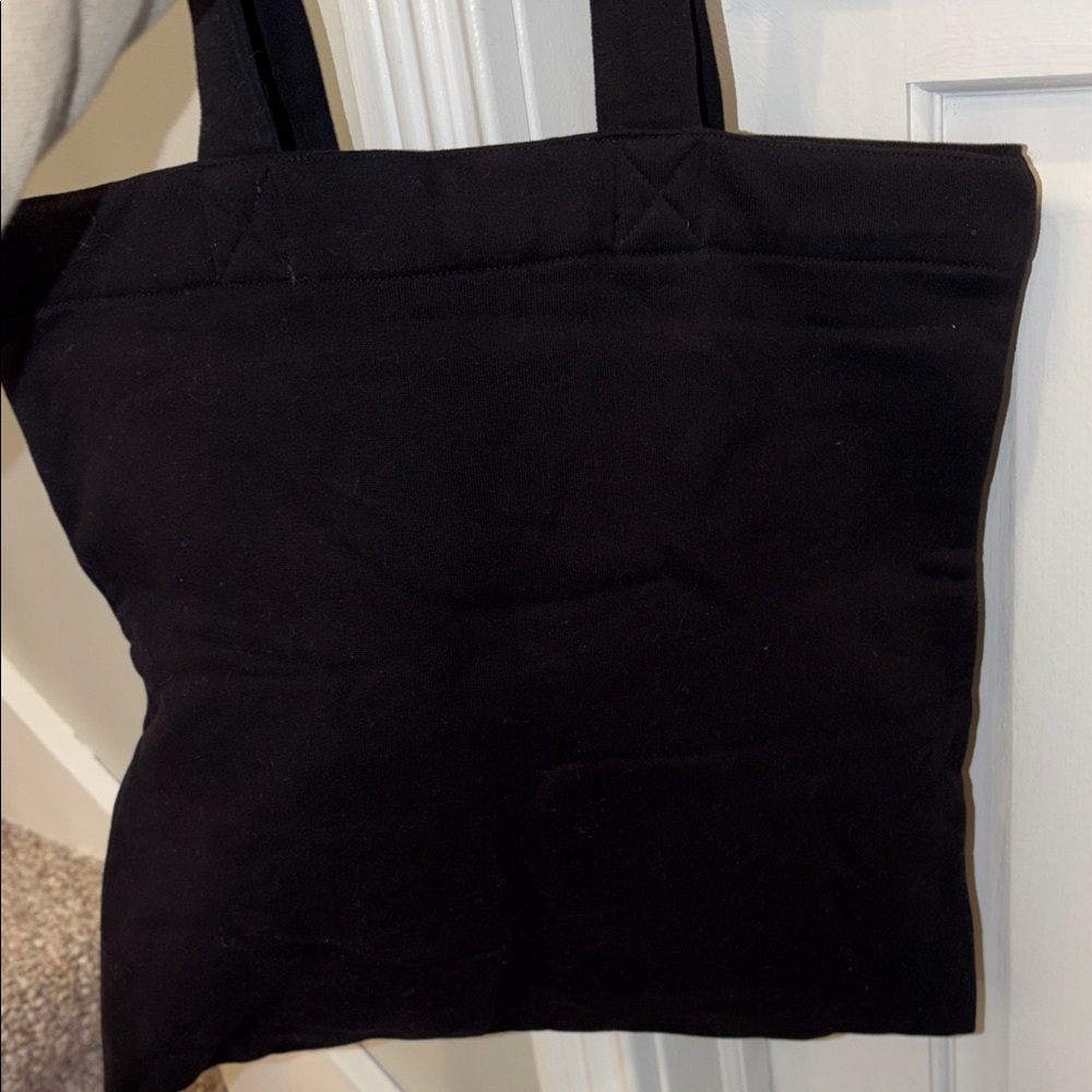 Saint Laurent Black Embroidered Logo Tote Bag in Black Fleece 100% Cotton - Picture 3 of 8